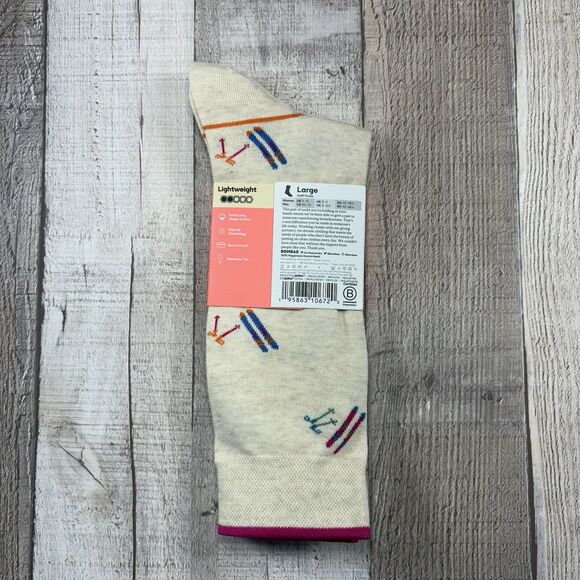 Bombas Men's Size Large 9.5-13 Lightweight Chalet Calf Socks Crew Cotton Beige - Picture 5 of 5